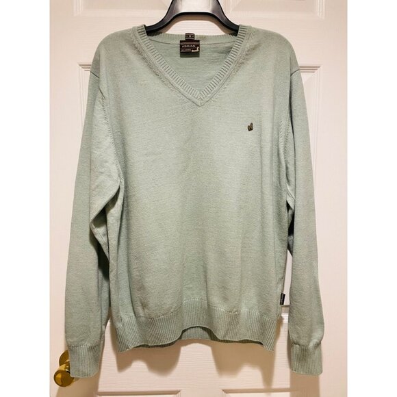 Kimuan Light Green V-Neck Cotton-Wool Blend Long Sleeve Pullover Sweater Size M - Picture 1 of 4
